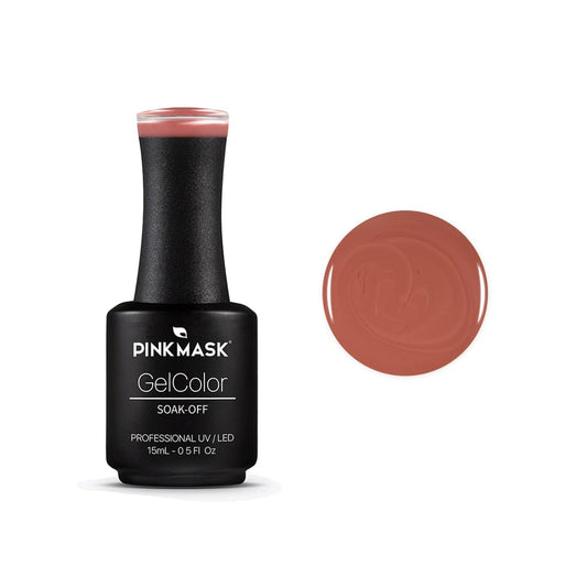 PINK MASK Gel Color Nail Polish Cinnamon 15ml / o.5 oz - UV/LED Gel Polish, Non Wipe, Long Lasting, Soak Off Formula