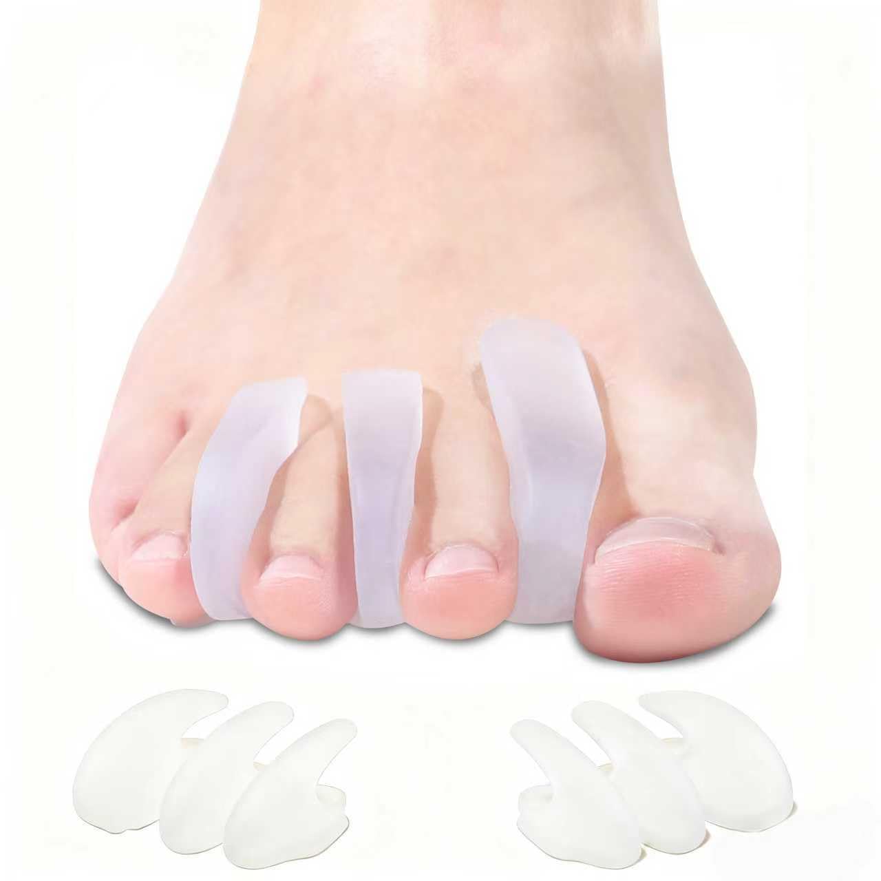 4 Pairs Silicone Toe Separators Toe Spacers for Women Men,Breathable and Soft Options for Pain from Bunions,Plantar Fasciitis, Foot Alignment（Transparent）
