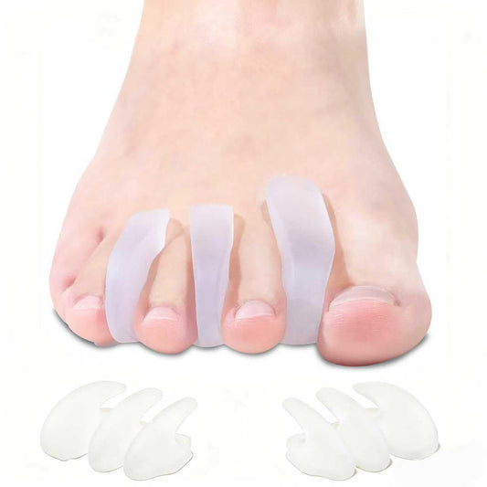 4 Pairs Silicone Toe Separators Toe Spacers for Women Men,Breathable and Soft Options for Pain from Bunions,Plantar Fasciitis, Foot Alignment（Transparent）
