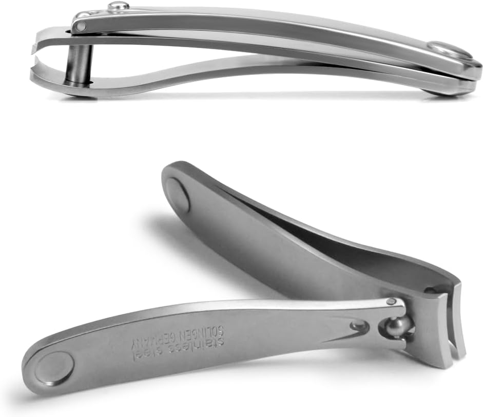 GERMANIKURE Professional Nail Clipper - FINOX Surgical Stainless Steel Manicure and Pedicure Tools in Leather Case- Ethically Made in Solingen Germany - Travel Size Nail Care