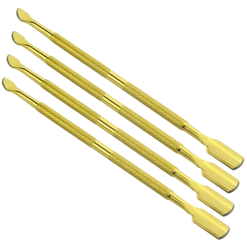 8 Pieces Nail Cuticle Pusher Stainless Steel Nail Polish Cuticle Remover Double Ended Manicure Nail Pedicure Tool Metal Cuticle Peeler Scraper for Fingernails and Toenails (Gold)