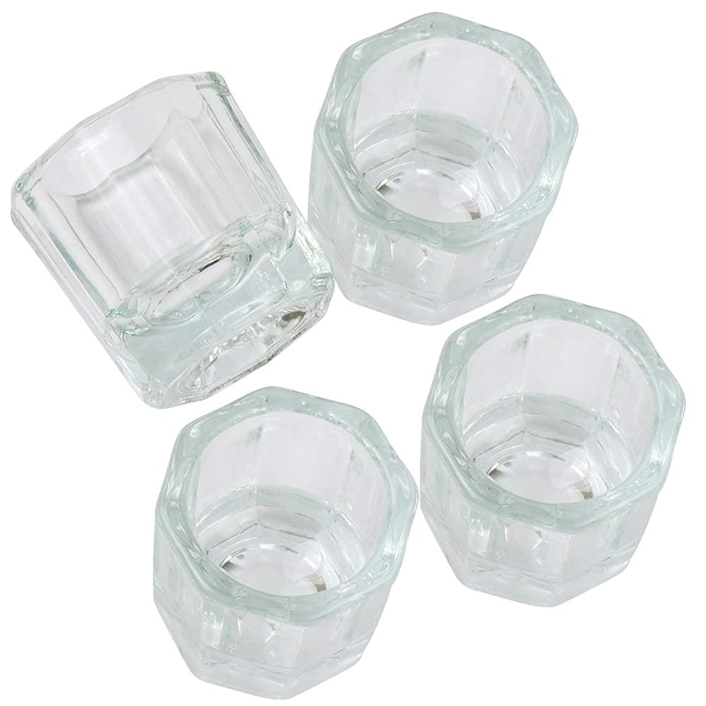 PandaSpa 2 Pieces Dappen Dish Crystal Bowl Glass Acrylic Nail Liquid Powder Nail Art (Pack of 4)