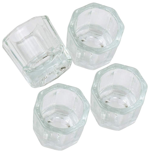 PandaSpa 2 Pieces Dappen Dish Crystal Bowl Glass Acrylic Nail Liquid Powder Nail Art (Pack of 4)