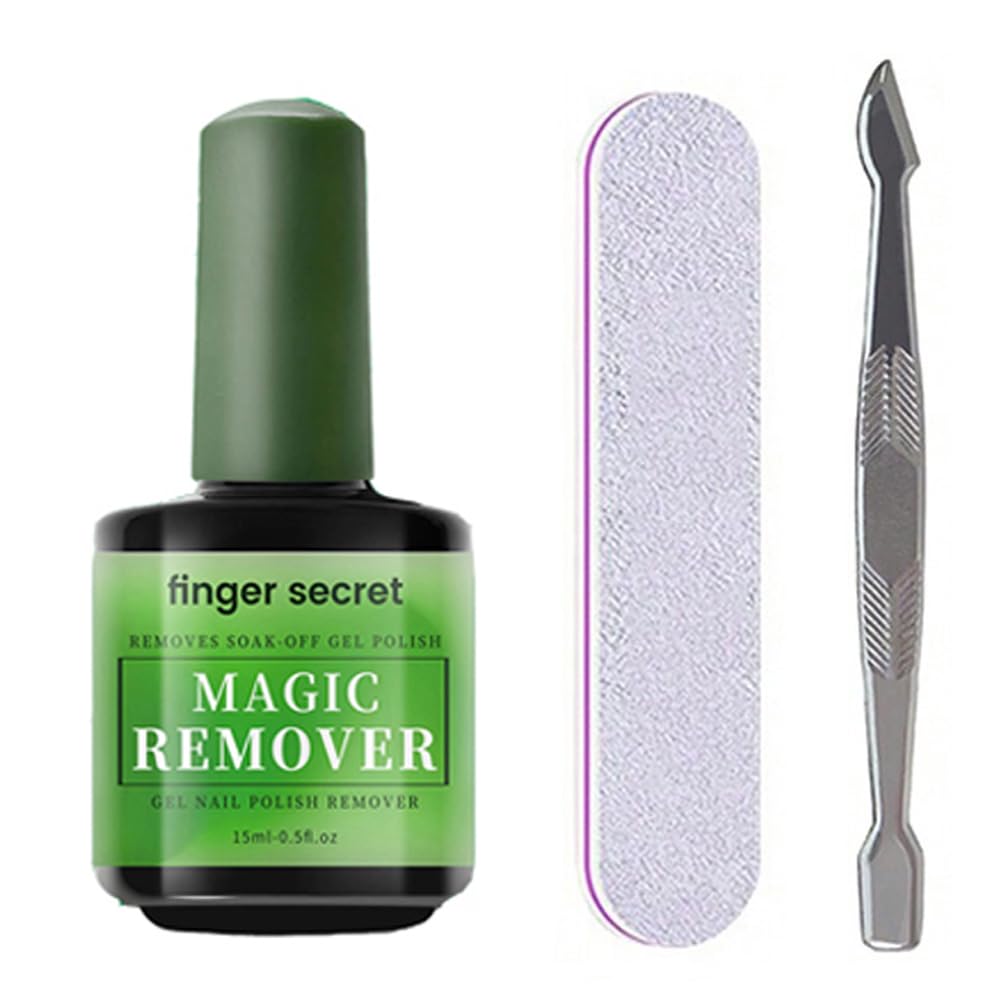 Gel Nail Polish Remover Kit, Fast Efficient Gel Polish Remover for Tough Gel, No Damage to nails Remove Soak Off Nail Gel Polish Portable Magic remover -0.5oz
