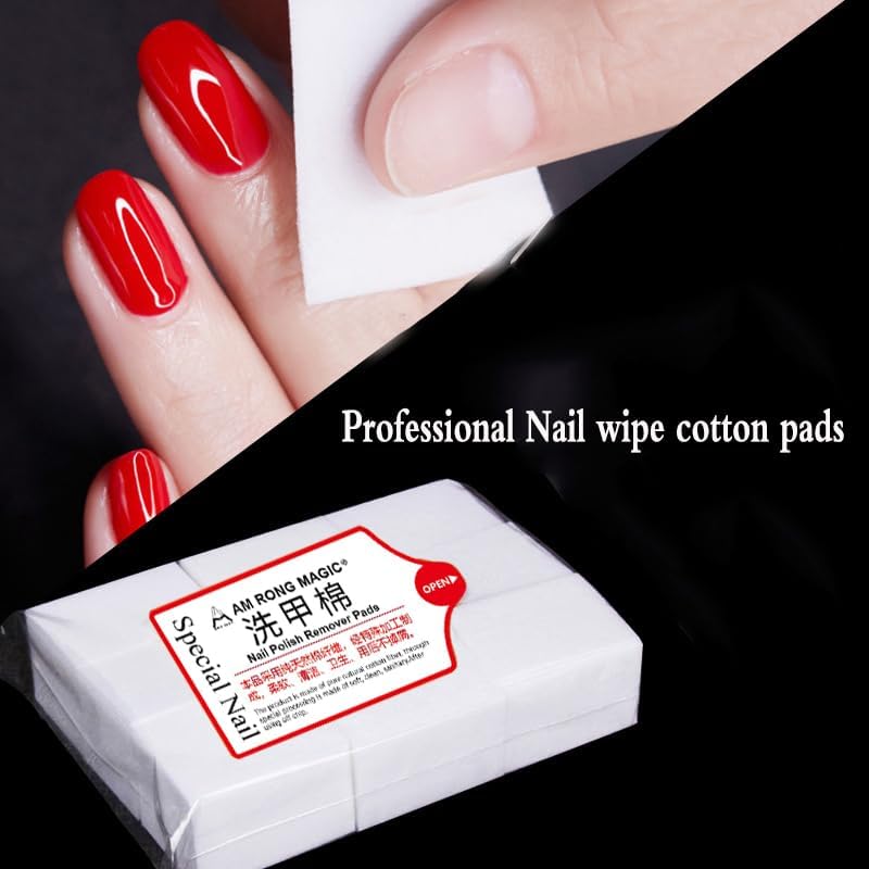 Nail Cotton Pads -600PCS Lint Free Gel Nail Polish Removers Eyelash Extension Glue Cleaning Wipes, WipesNail Art Gel Lint Free Nail Wipes (White)