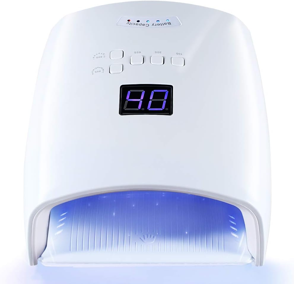 Rechargeable UV LED Nail Lamp, Professional Cordless UV Light for Nails Nail Lamp Machine with Automatic Sensor, 5 Timer Setting Fast Nail Light Curing Lamp for Salon & Home
