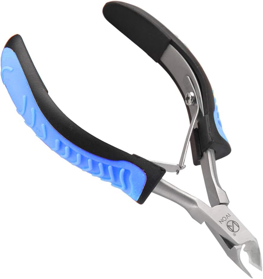 IVON Cuticle Trimmer, Professional Non-Slip Cuticle Cutter Stainless Steel Nipper Blue