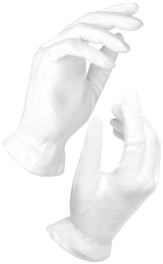 White Gloves Large (10 pair) - Cotton Gloves for Eczema, Cotton Gloves for Dry Hands, White Cotton Gloves for Women, Spa Glove, Lotion Glove, Sleeping Glove