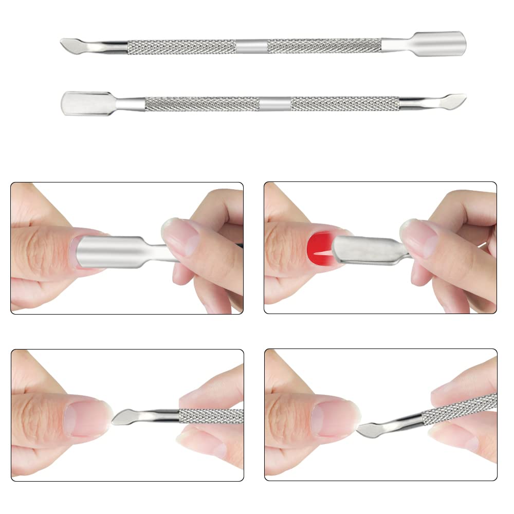 8-Piece Cuticle Trimmer Set - Cuticle Nipper, Remover, Cutter with Pusher - Stainless Steel Nail Tools for Fingernails and Toenails (Silver)