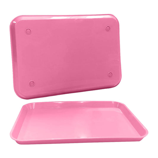 Pink Dental Autoclavable Plastic Instrument Set Up Flat Tray (13.25 Inches x 9.75 Inches, Size B) by PlastCare USA