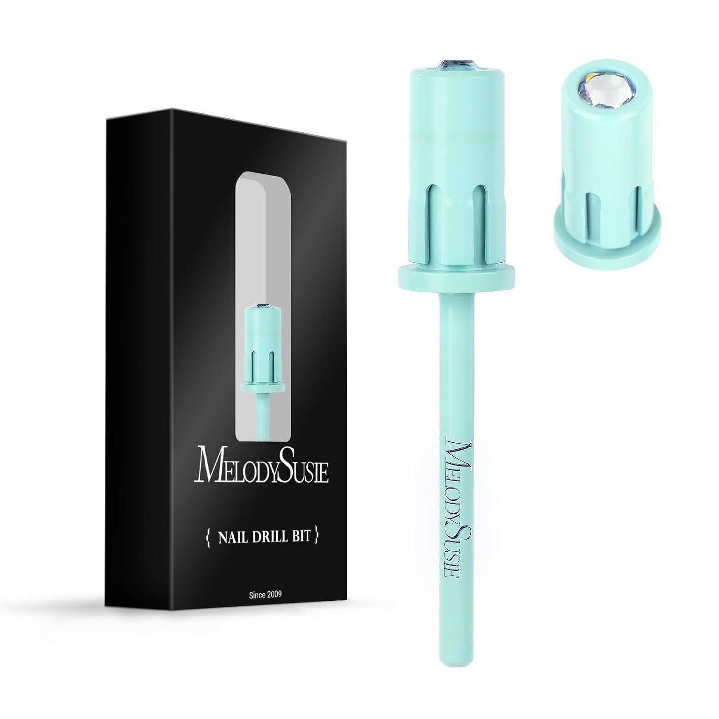 MelodySusie Crystal Top Mandrel Bit for Nails, 3/32'' Easy Off Nail Drill Bits for Sanding Bands, Suitable for Acrylic Nails Gel Manicures and Pedicures, Skylight Blue