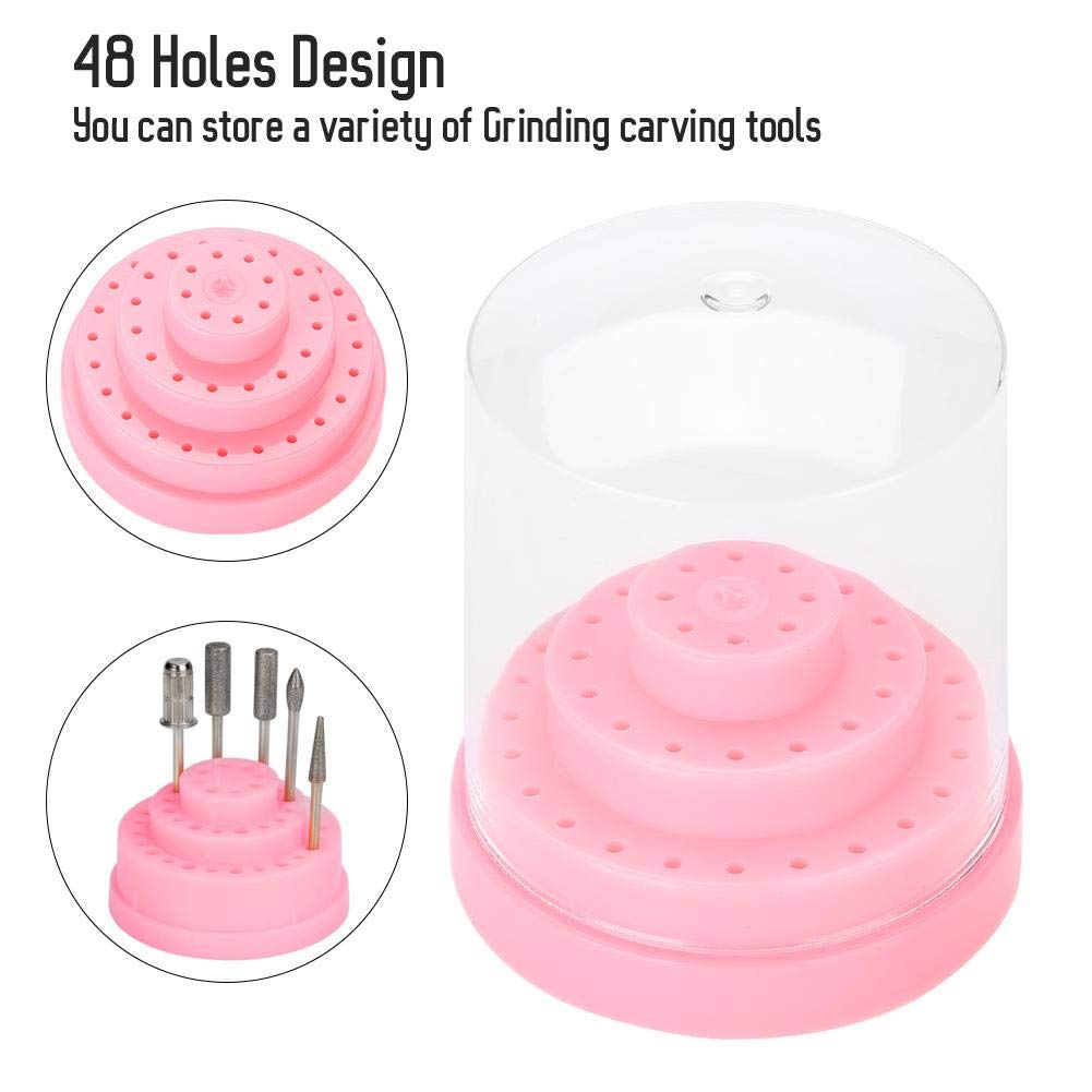 Sonew 48 Holes Nail Drill Holder Professional Nail Art Plastic Drill Stand for Nail Art Drill Bit Organizer Box Holder()