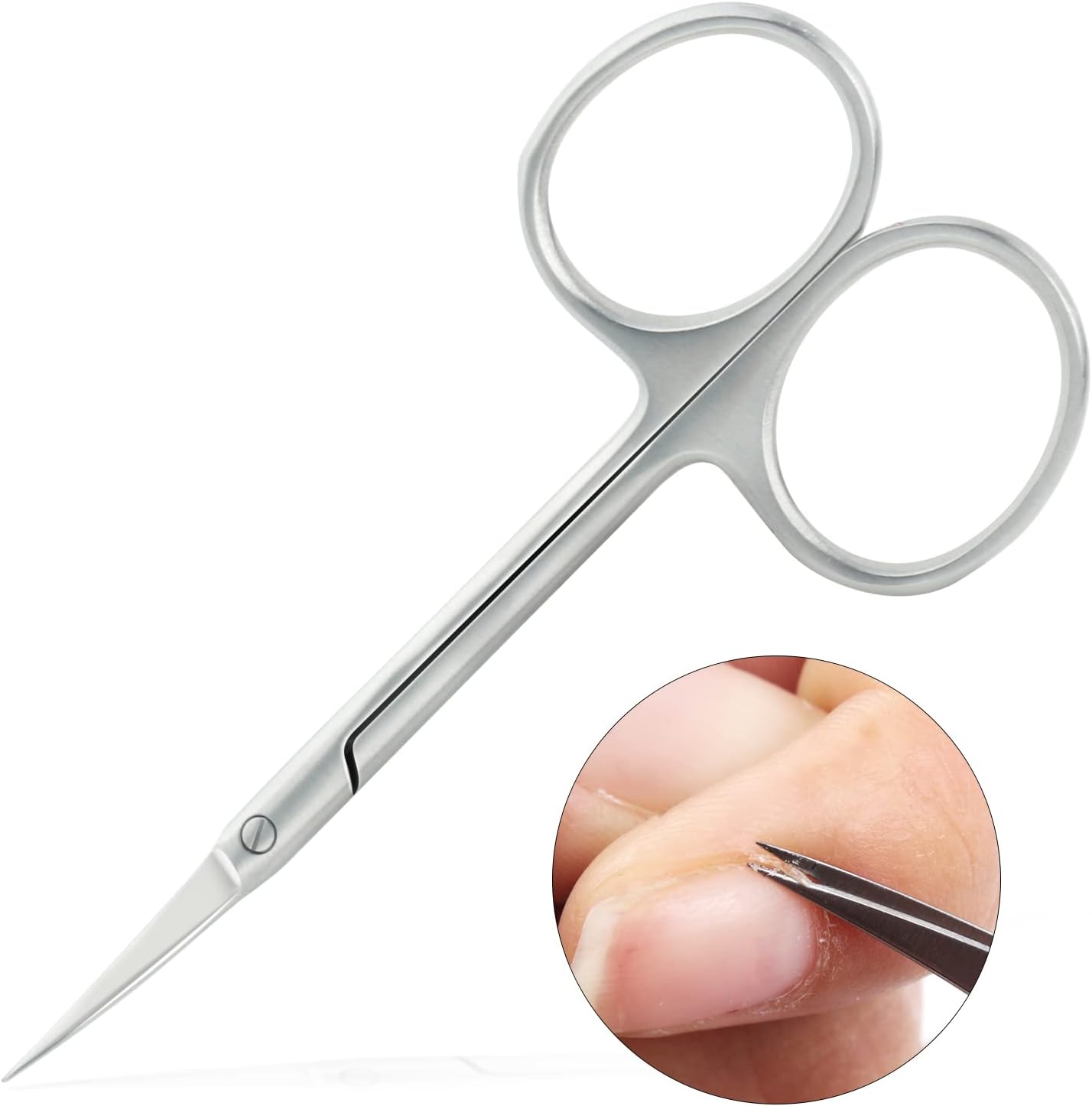 Qunzhao Cuticle Scissors for Women and Men Curved Stainless Steel with Tip Grooming Blades Manicure Nail for Dry Skin Nail Scissors (2)