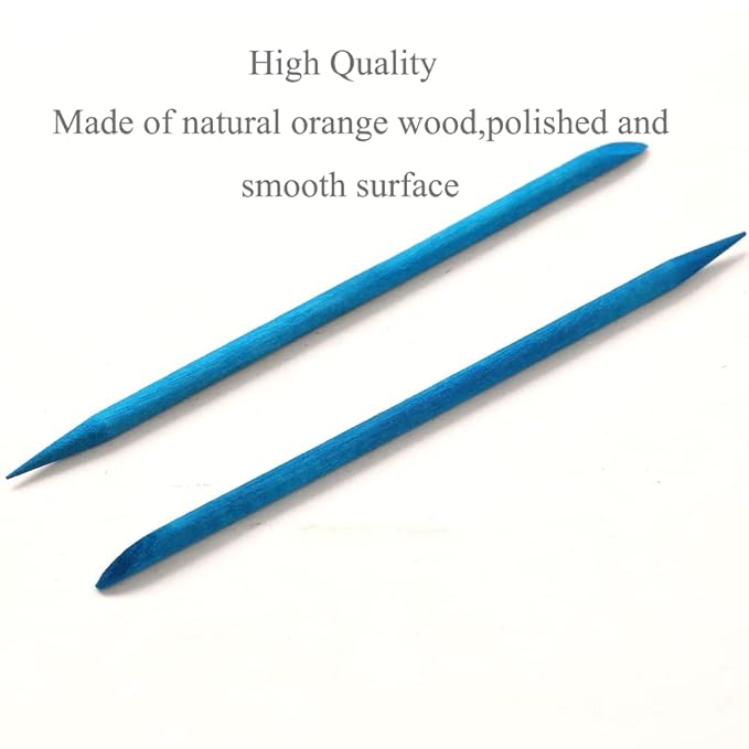 100 Pcs Orange Wood Nail Sticks Double Sided Multi Functional Cuticle Pusher Manicure Pedicure Tool for Manicure Pedicure Blue