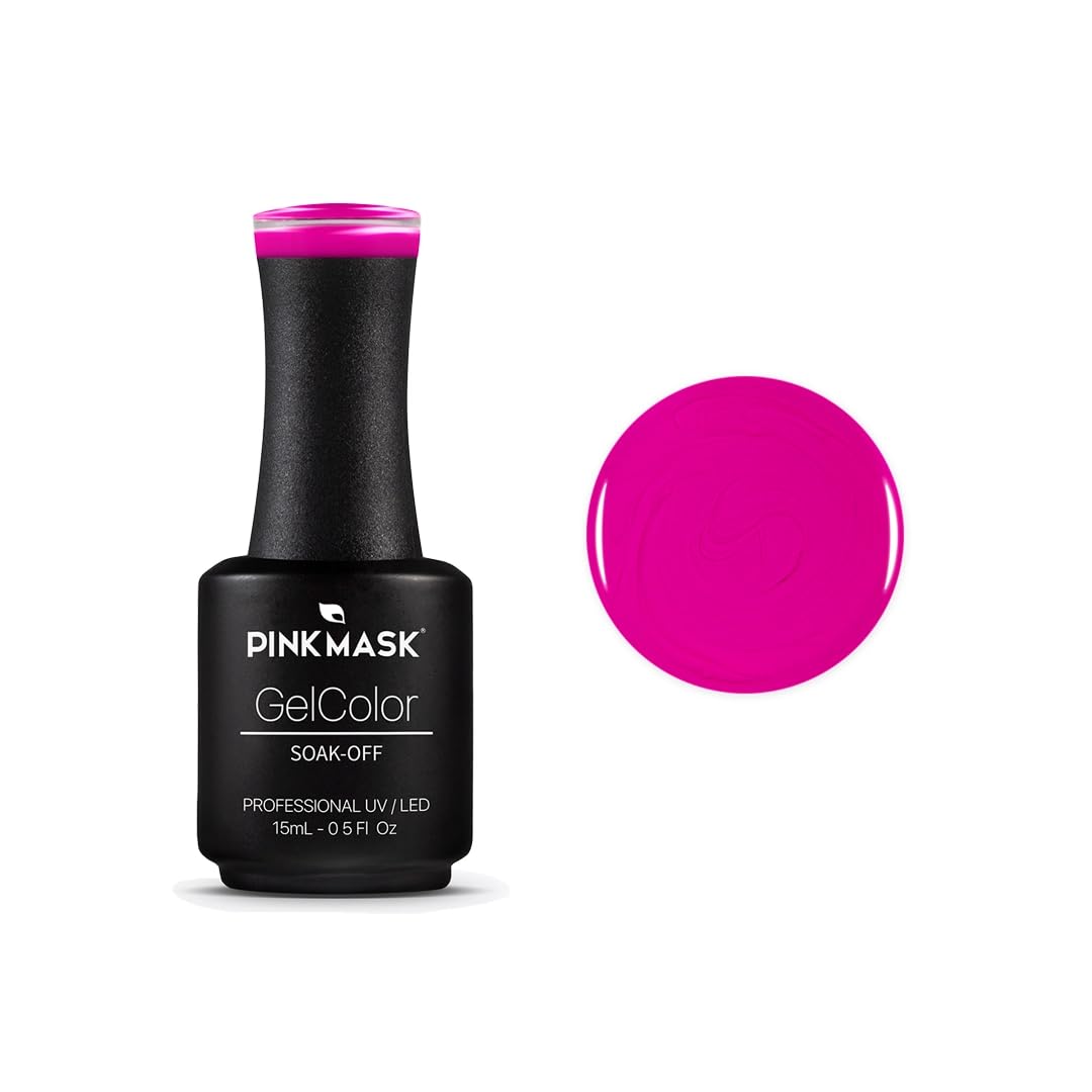 PINK MASK Gel Color Nail Polish Fancy Fucsia 15ml / o.5 oz - UV/LED Gel Polish, Non Wipe, Long Lasting, Soak Off Formula