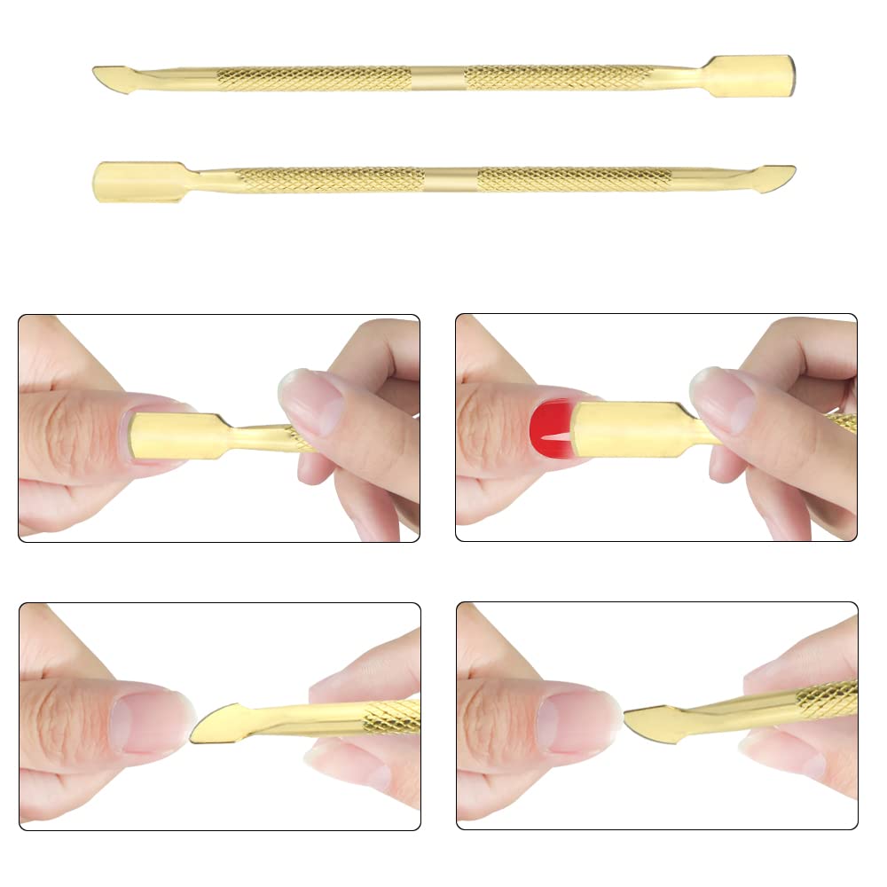8Pieces Cuticle Trimmer Cuticle Nipper Cuticle Remover Cuticle Cutter with Cuticle Pusher Stainless Steel Cuticle Cutter Clipper Nail Tools for Fingernails and Toenails (Gold)
