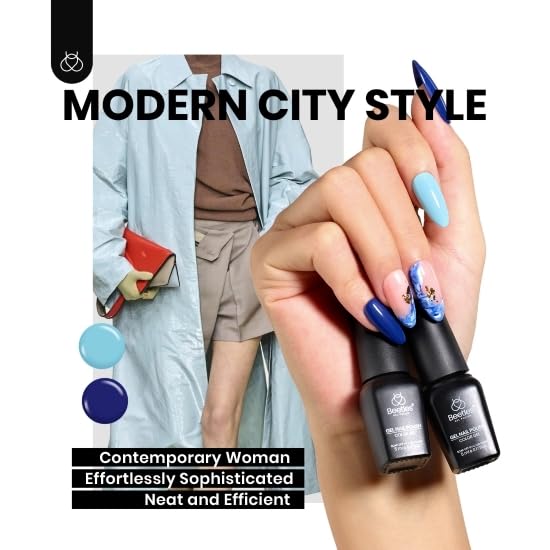 Beetles Blue Navy Gel Polish, Dark Blue Glitter Mint Green Navy Teal Jewel Tones Sparkle Gel Nail Kit Fall Nails Design Soak Off UV DIY Manicure Gift for Girls Women