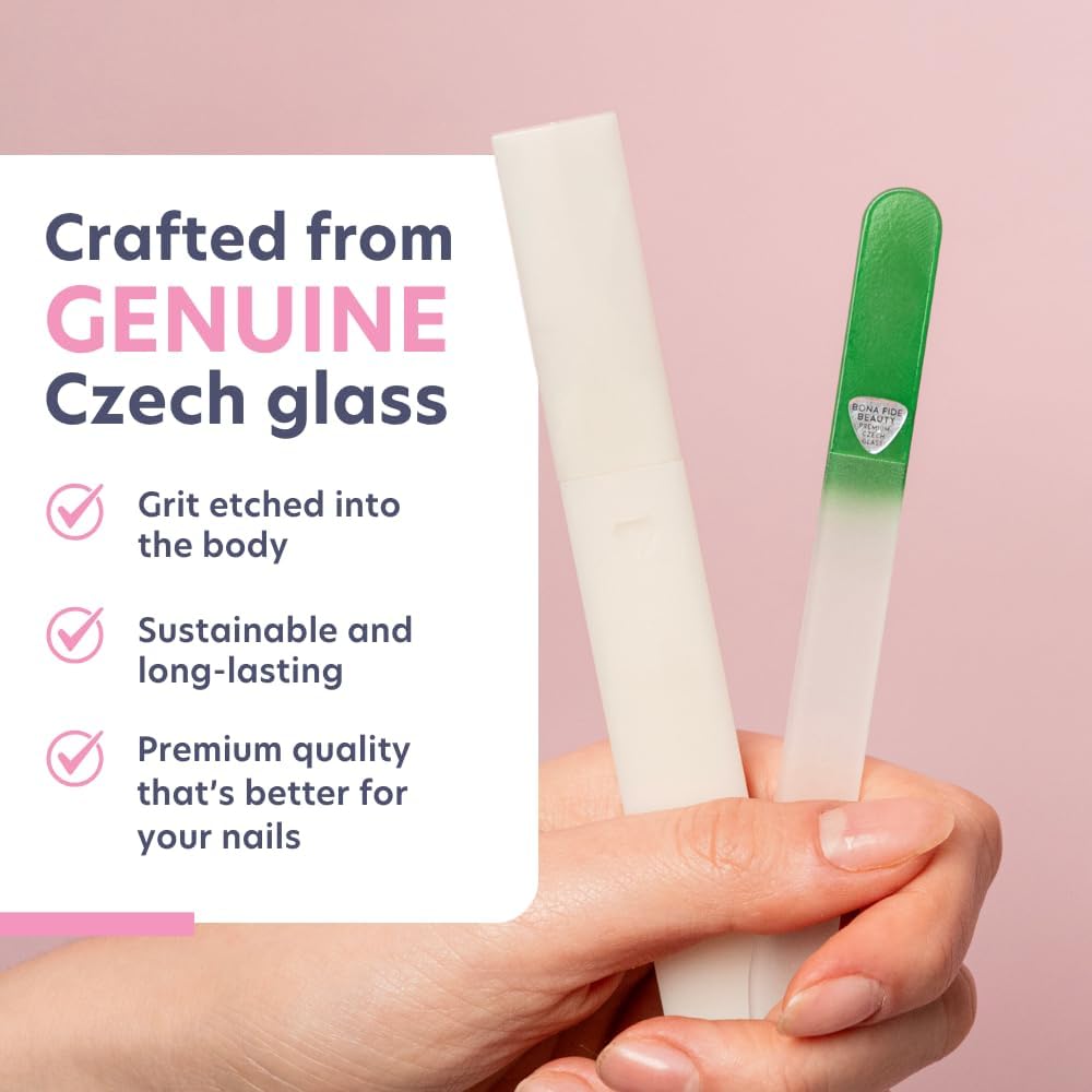 Bona Fide Beauty - Premium Czech Glass Nail File - Gentle, Durable & Professional Manicure Tool