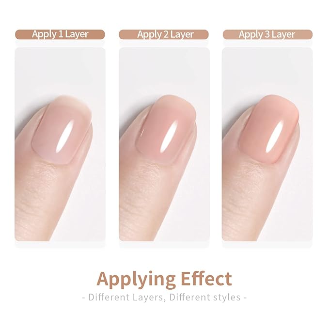 RARJSM Milky Rose Gel Nail Polish LED UV Gel Soak Off Clear Nude Pink French Manicure Light Pink Jelly Nail GelPolish Varnish Curing Requires 1pcs 15ml for Home Salon Nail Art DIY