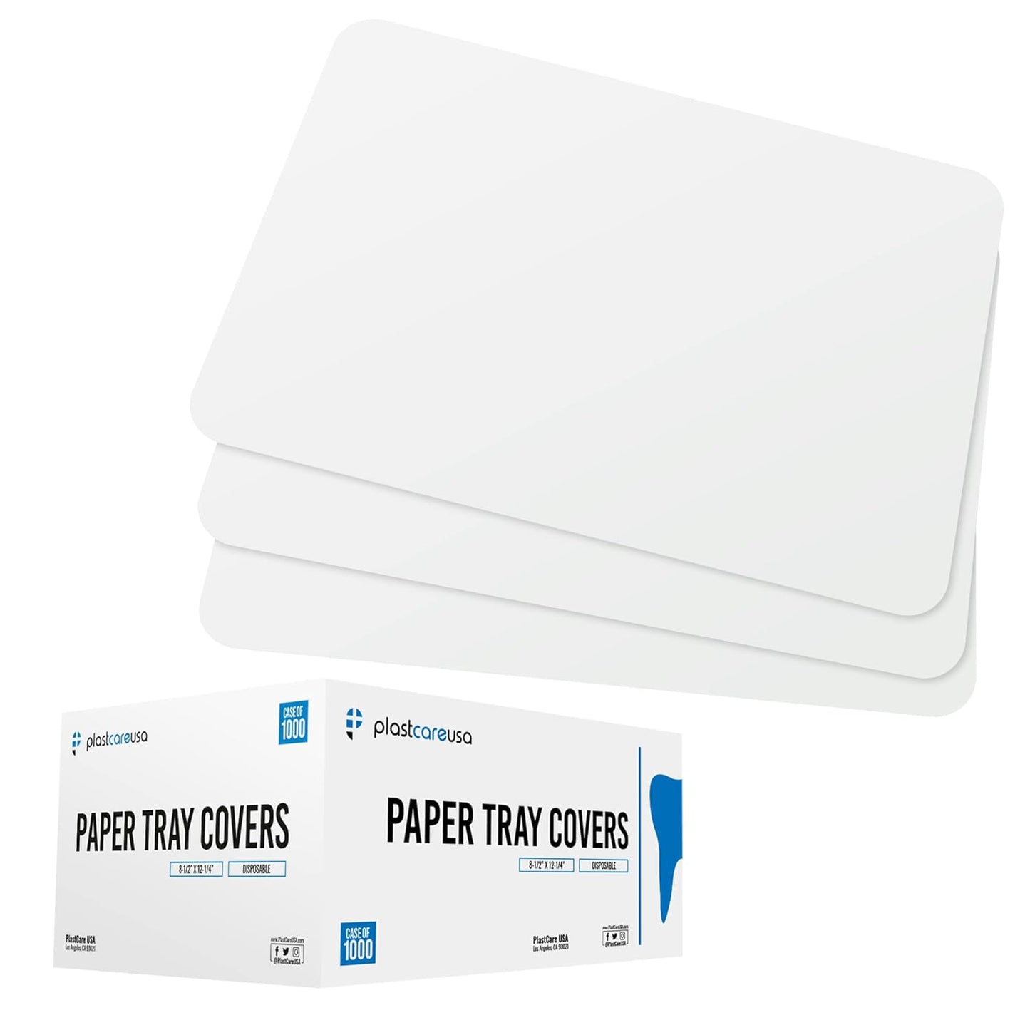 PlastCare USA White Disposable Tray Liners, Sanitary Covers for Size B Dental, Surgical, Medical Tray, Tattoo Table Station, Aesthetician Supplies, Single Use Paper Sheets 8.5" x 12.25", 1000 Pack