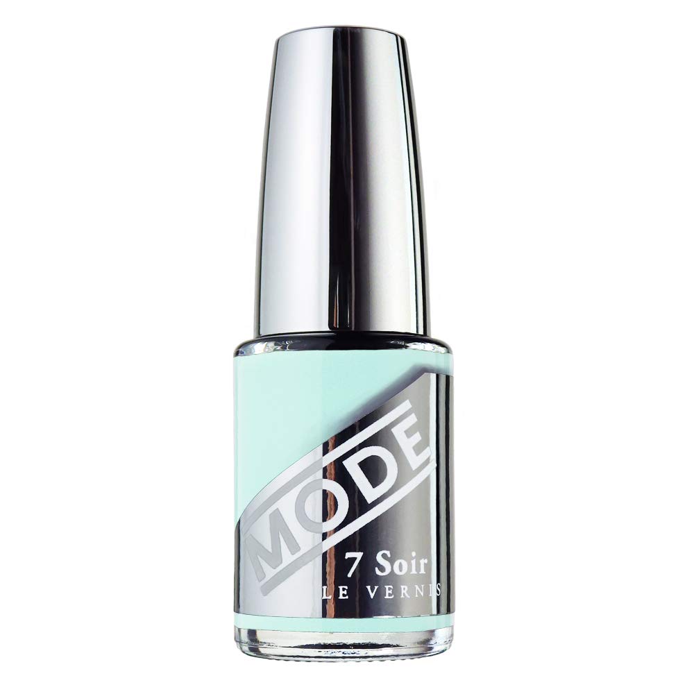 MODE Nail Polish Pastel Blue Mint Nail Lacquer, Long Lasting Pigment Rich Color, Chip Resistant Strength, UV Protection, Made in NY USA, 7 Soir Le Vernis Girl Meets Boy