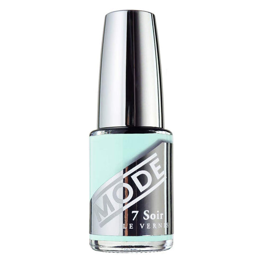 MODE Nail Polish Pastel Blue Mint Nail Lacquer, Long Lasting Pigment Rich Color, Chip Resistant Strength, UV Protection, Made in NY USA, 7 Soir Le Vernis Girl Meets Boy
