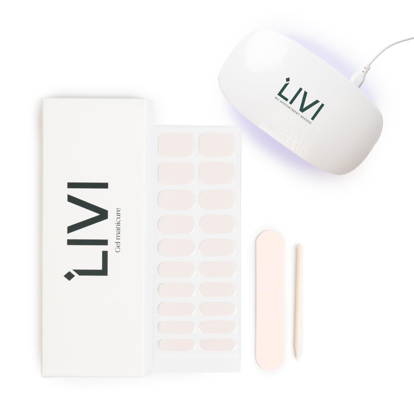 Livi Mini Gel Manicure System with UV Light – Mani Kit with 20 Nail Stickers and UV Lamp for Fast Salon-Quality Nails at Home – Long-Lasting, Easy-to-Use DIY Starter Gel Polish Set (Is Butter a Carb)