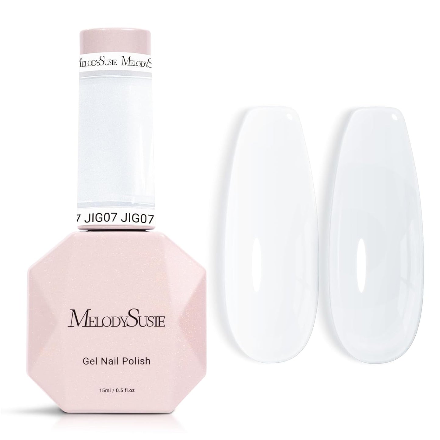 MelodySusie White Gel Nail Polish, 0.5Fl.oz Jeweliver Jelly Gel Polish Translucent Nude Natural Color Soak Off UV LED Light Cure Gift Nail Art Manicure DIY at Home JIG07