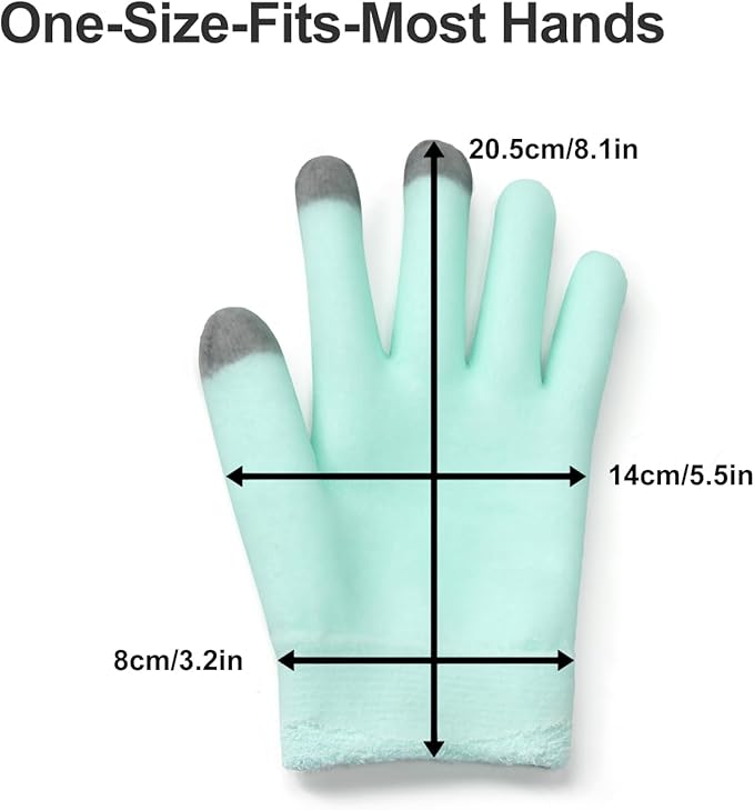 MoyRetty Touchscreen Silicone Moisturizing Gloves for Dry Hands Overnight, Reusable Hand Spa Gloves with Vitamin E & Jojoba Oil(Green)