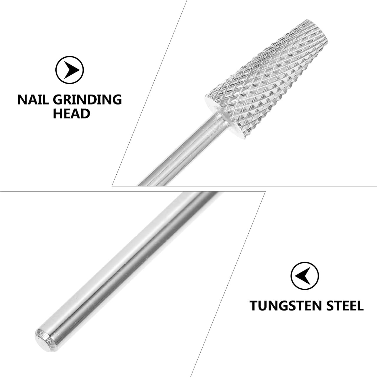 Tungsten Steel Nail Grinding Head Kit, 2pcs Manicure Drill Bits for Nail Polishing Dead Skin Removal, Professional Manicure Art Tool for Salons, 1.57in