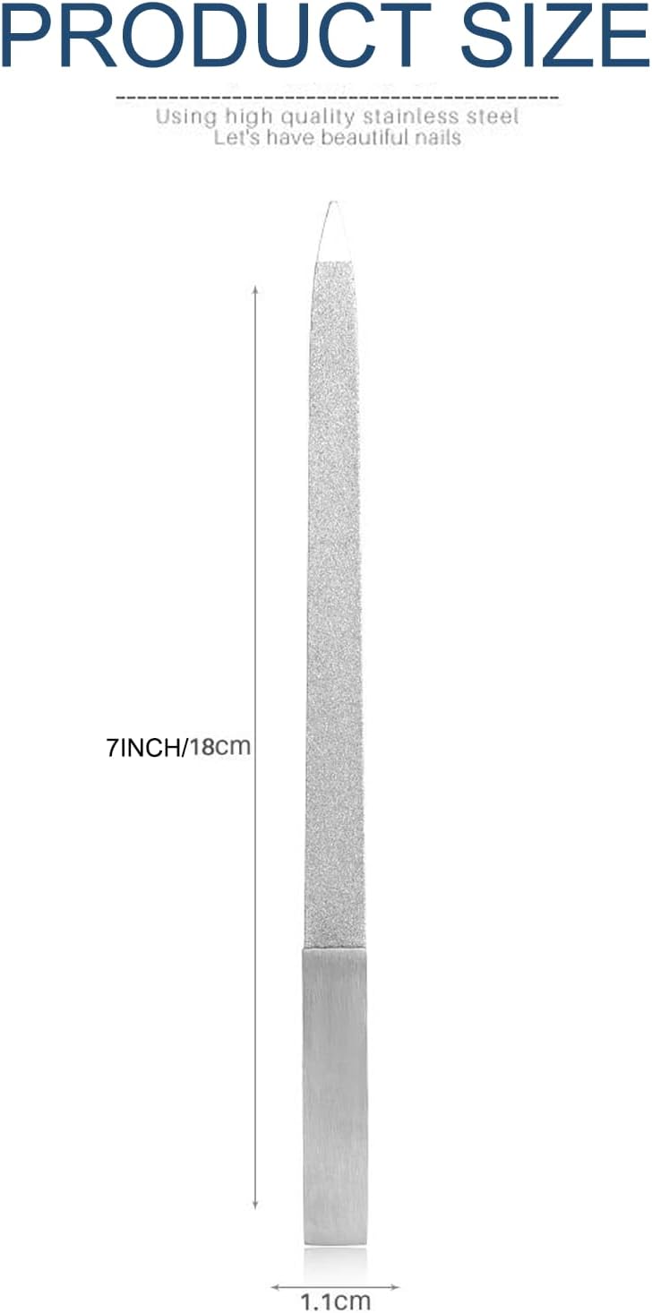 Diamond Dust Nail File - Stainless Steel Nail Dresser Nail Buffering Files - 9 Inch (9inch-AB-04)