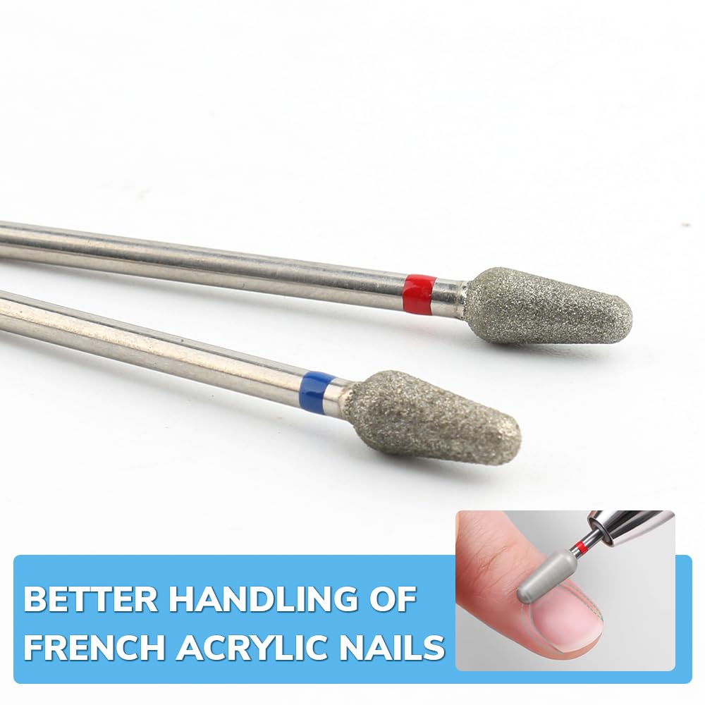 QUNZHAO 2Pcs Diamond Nail Drill Bits Carbide Conical Micro Cuticle Remover Bit for Under Nail Dead Skin Cleaning Cuticle Remove Nail Art Design Manicure(03 set)