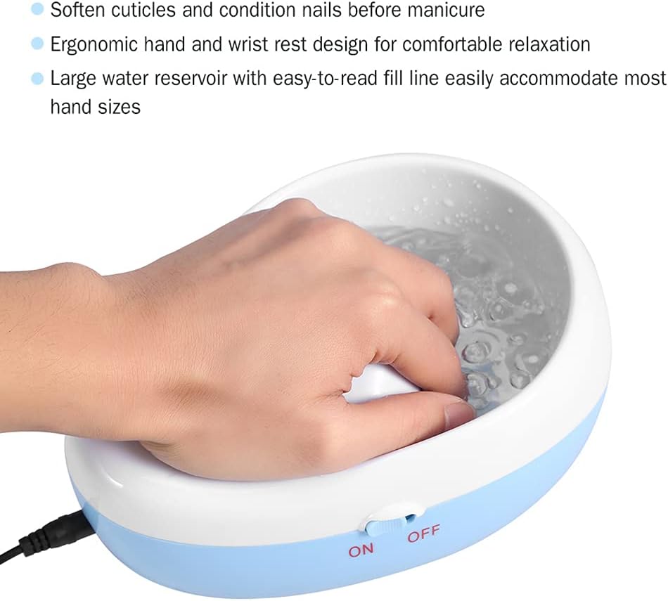 Manicure Bowl,Nail Soaking Bowl,Electric Massage Nail Soaking Bowl for Nail Polish Remove,Dead Skin Softening Beauty Manicure Tool Blue