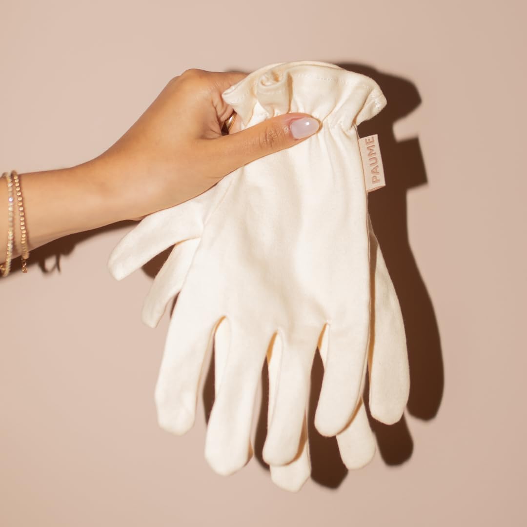 PAUME Overnight Hydration Gloves, 100% Organic Cotton, Ideal for Dry and Cracked Hands, Deliver Healing and Moisturizing Benefits, 1 Pair