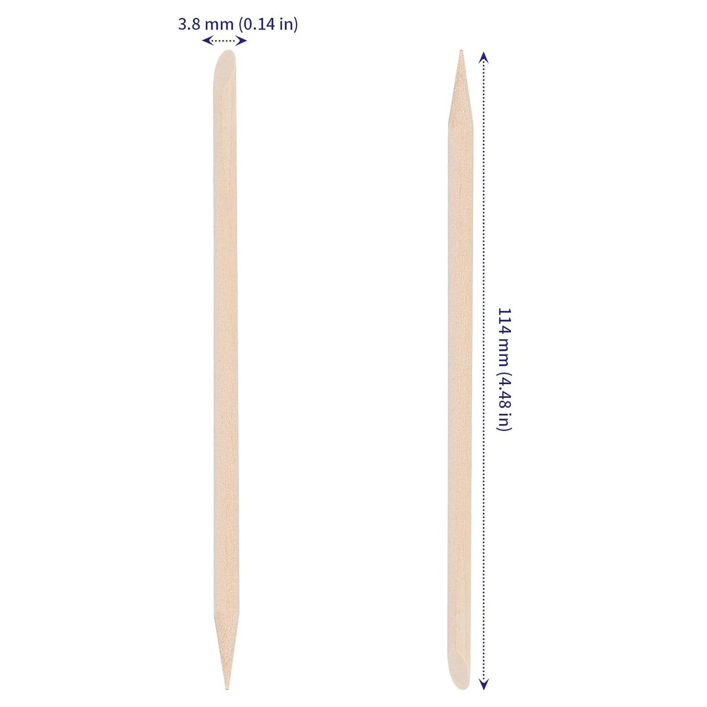 SOUJAP 2400Pcs 4.5 Inch Orange Wood Nail Sticks, Double Sided Wood Cuticle Pusher Tool, Wooden Cuticle Sticks for Manicure, Pedicure