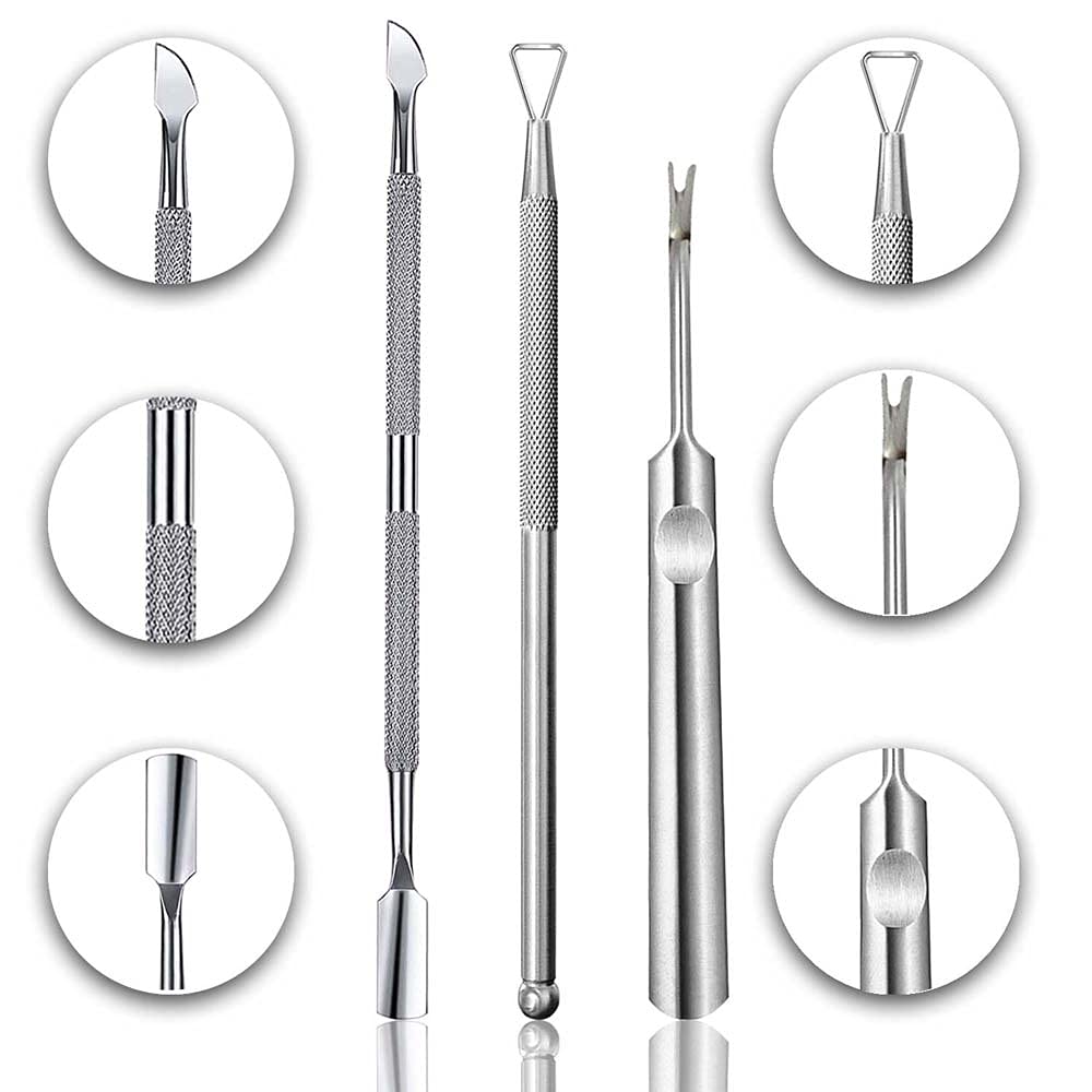 6 PCS Cuticle Pusher and Cutter Remover Stainless Nail Polish Peeler Scraper Durable Manicure and Pedicure Cleaner Tool - Professional & Durable