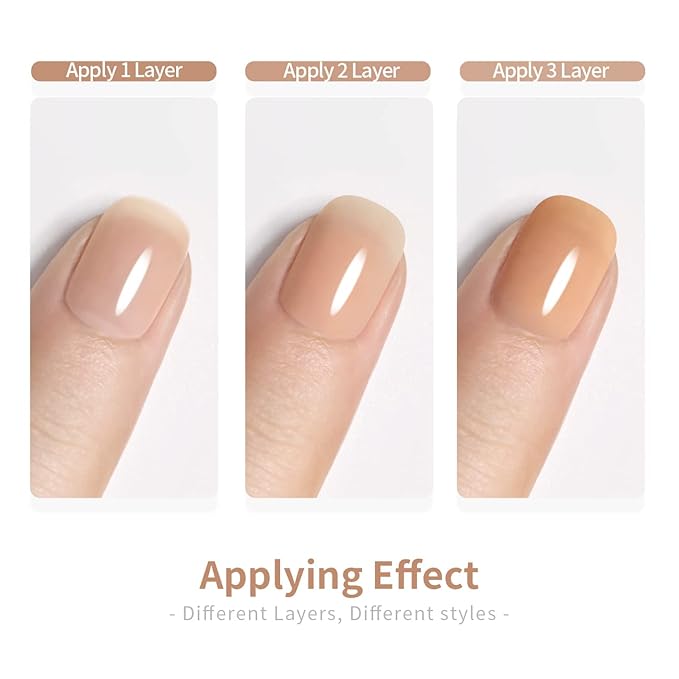 RARJSM Nude Brown Gel Nail Polish LED UV Gel Soak Off Clear Brown Skin Tone Taffy Color French Manicure Jelly Nail GelPolish Varnish Curing Requires 1pcs 15ml for Home Salon Nail Art DIY