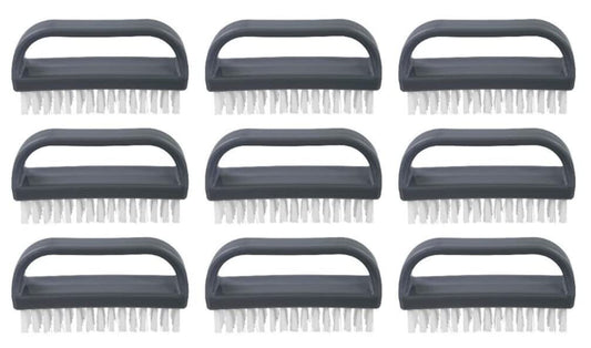 Superio Stiff Nail Brush for Cleaning Fingernails Small Scrub Brush with Handle, Cleaning Brushes for Hands, Toes, and Nails (Black, 9 Pack)