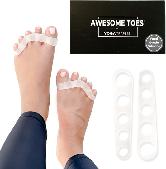 Natural Toe Spacers & Separators, Fast Pain Relief from Hammertoe & Bunions | Food Grade Silicone Toe Stretchers Used for Walking, Running & Yoga Practice | Small