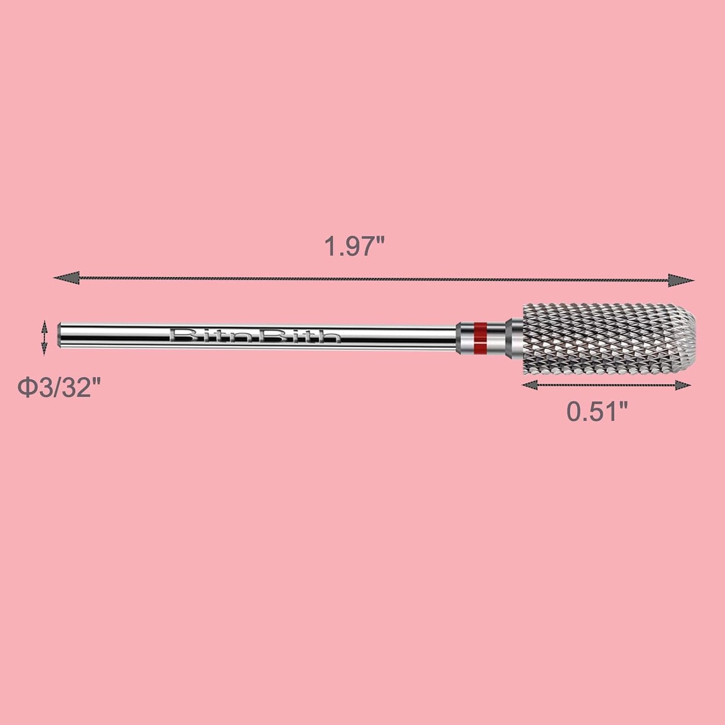 Nail Drill Bit 3/32”Fast Remove for Acrylic or Hard Gel,Barrel Electric Nail File Carbide Bit for Nail Cuticle Gel Dipping Powder Polishing, Professional Manicure Pedicure Nail Art Tool,Fine