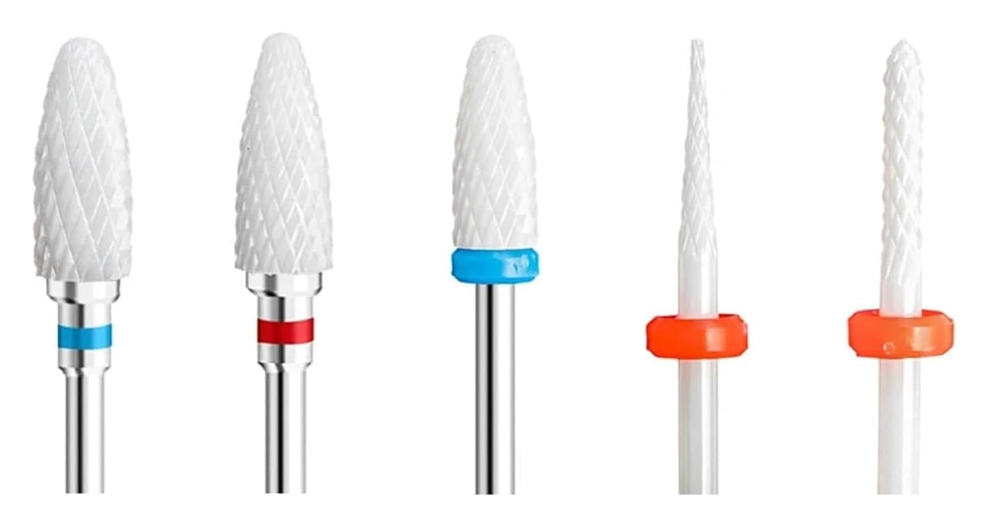 WWJN 5Pc Ceramic Nail Art Drill Bits Rotary Cutter Clean Apparatus for Manicure Nail Milling Machine Accessories Removal Nail Gel Tool