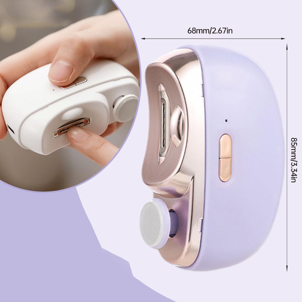 Electric Nail Clipper, 2 in 1 Electric Polishing Automatic Nail Clippers Electric Nail Trimmer with 2 Adjustable Speeds, Nail Trimmer for Seniors, Kids, Adults (Pink)