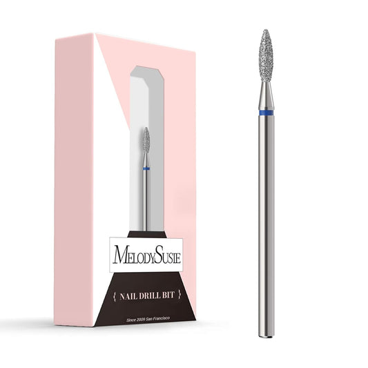 MelodySusie 2.2mm Flame Shape Cuticle Clean Nail Drill Bit 3/32'', Professional Safety Carbide Diamond Under Nail Cleaner for Cuticle Dead Skin Nail Prepare, Beginners Bits, Series Bit-S, Medium