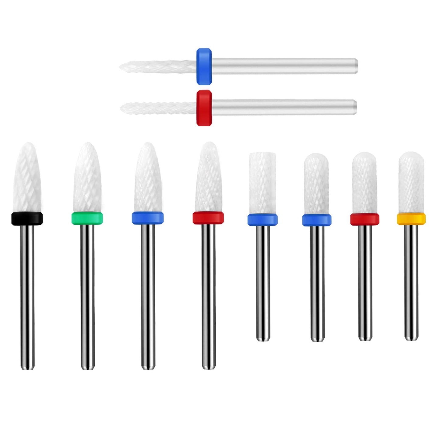 10Pcs Ceramic Nail Drill Bits，3/32 Nail Drill Bits Set for Acrylic Gel Nails Professional Rotary Burrs Electric Manicure Pedicure Nail File Cuticle Remover Crystal Nail Extension