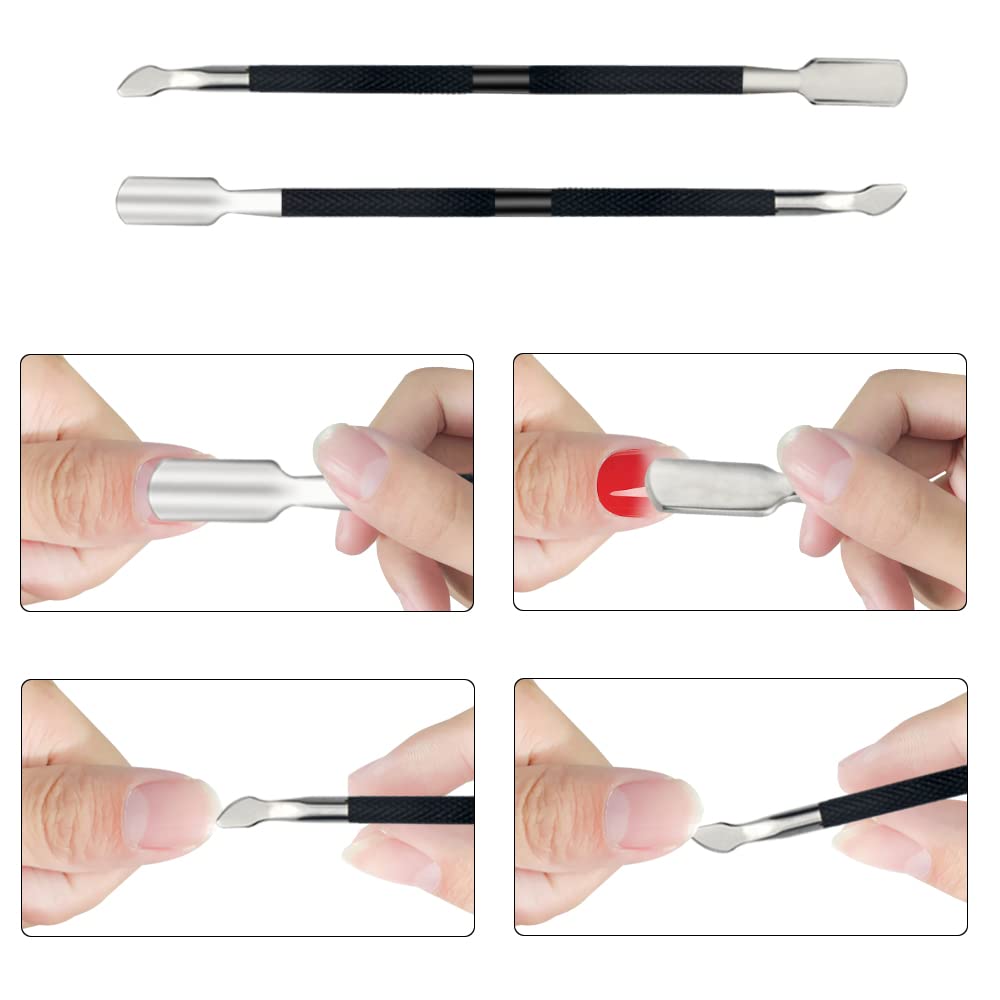 8Pieces Cuticle Trimmer Cuticle Nipper Cuticle Remover Cuticle Cutter with Cuticle Pusher Stainless Steel Cuticle Cutter Clipper Nail Tools for Fingernails and Toenails (Black)