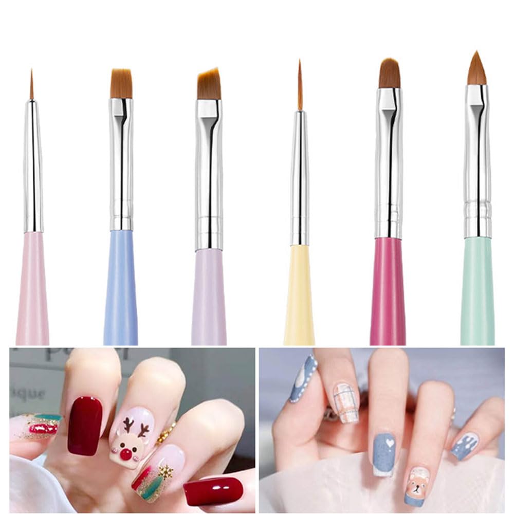 Nail Art Brushes 6Pcs - Painting, Liner, Dotting Pens for Salon