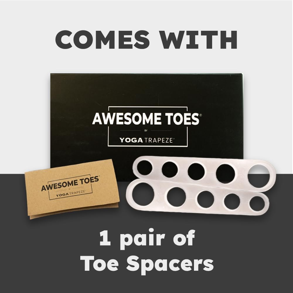 Natural Toe Spacers & Separators, Fast Pain Relief from Hammertoe & Bunions | Food Grade Silicone Toe Stretchers Used for Walking, Running & Yoga Practice | Large