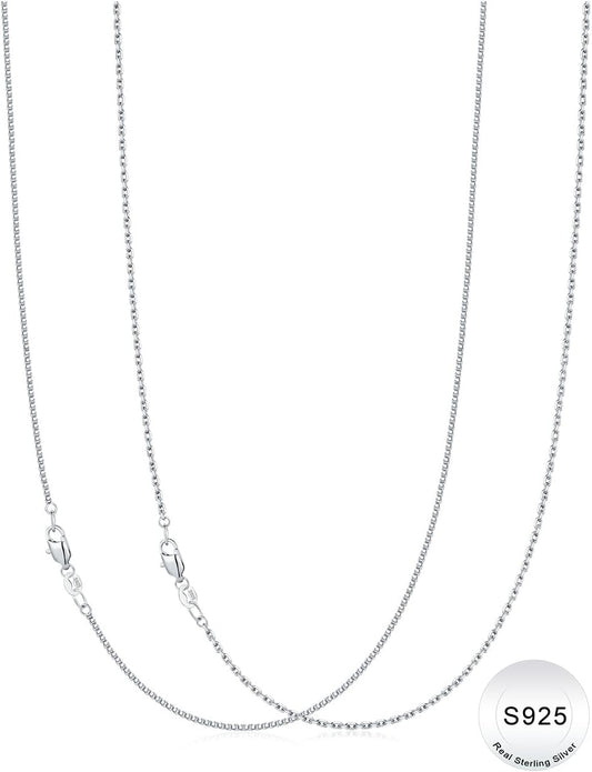 IIEFWELL S925 Sterling Silver Chain Necklace for Women - 1.2/0.8mm Satellite Bead Cable Box Chains Necklace Set, Hypoallergenic Sturdy Women's Chain Necklaces, 16/18/20/22 Inches Jewelry Gifts