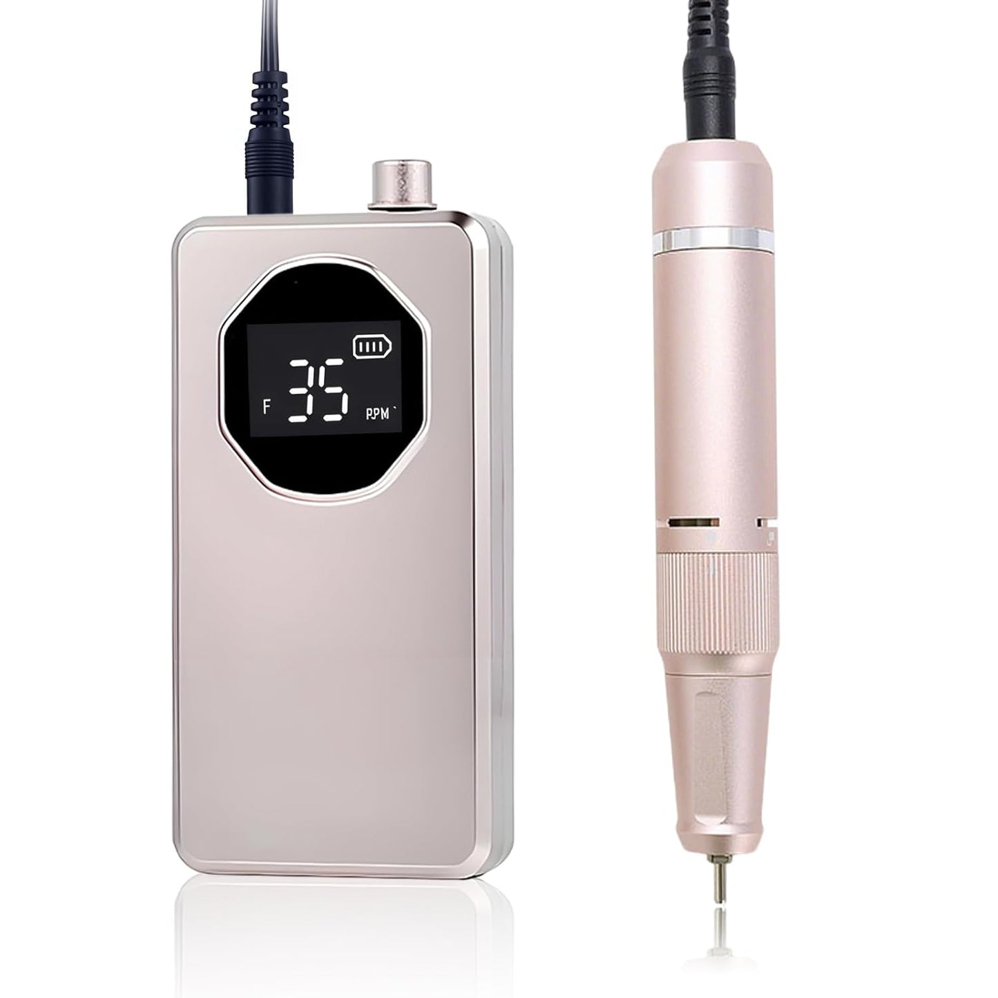 Professional Portable Nail Drill Machine, 35000 RPM Electric Nail File with LCD Display, Reversible Cordless Nail Grinder for Manicure & Pedicure, Type-C Fast Charging