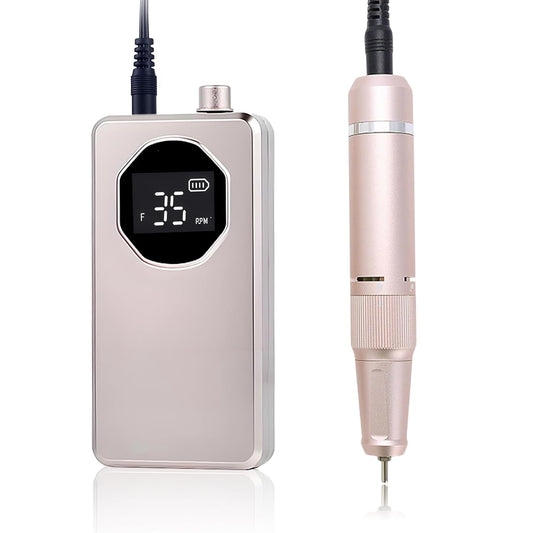 Professional Portable Nail Drill Machine, 35000 RPM Electric Nail File with LCD Display, Reversible Cordless Nail Grinder for Manicure & Pedicure, Type-C Fast Charging